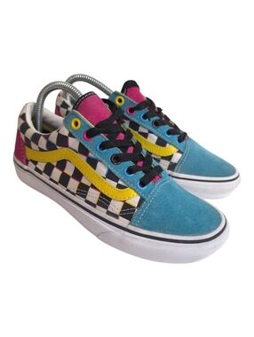 Vans Old Skool Crazy Checks Canvas Suede Shoes Unisex Multicolor Sneakers Sz 6.5